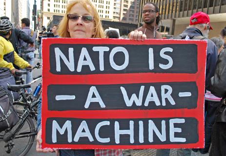 Demonstrators protest against the NATO summit in Chicago